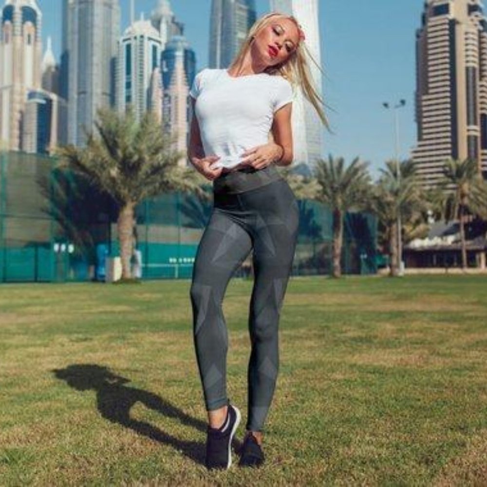 Geometric Black Leggings For Women Gym Leggings